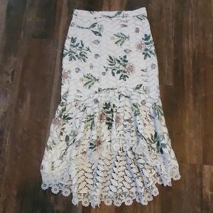 Champagne & Strawberry Lace Trumpet Skirt